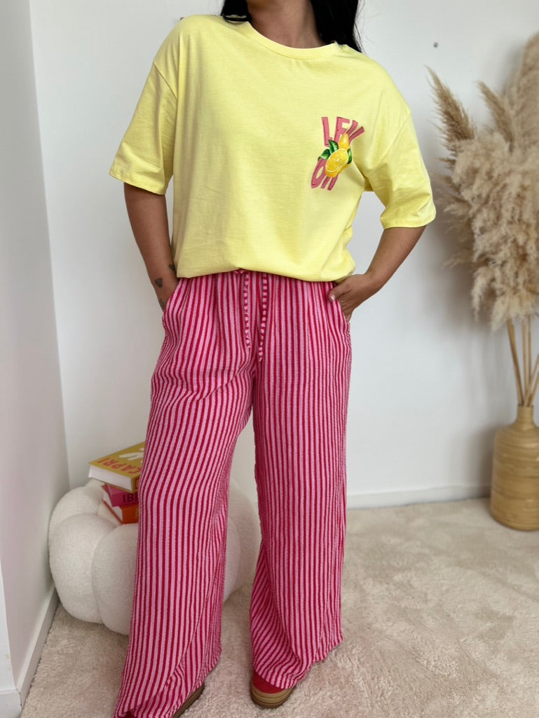 Pantalon gaze de coton rayures
