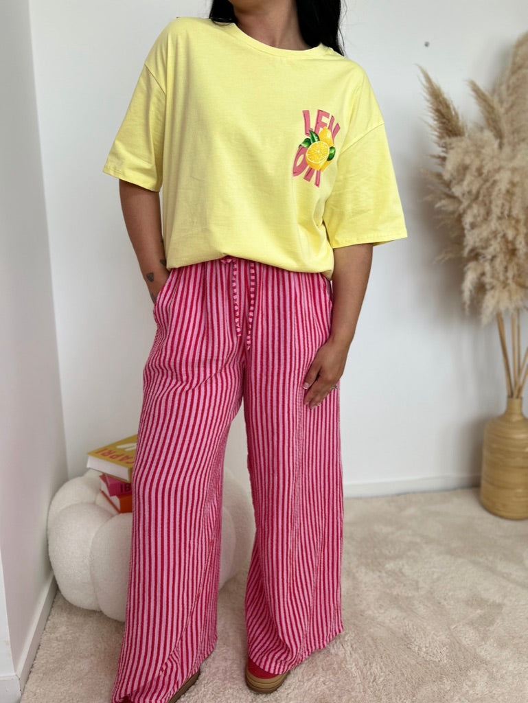 Pantalon gaze de coton rayures