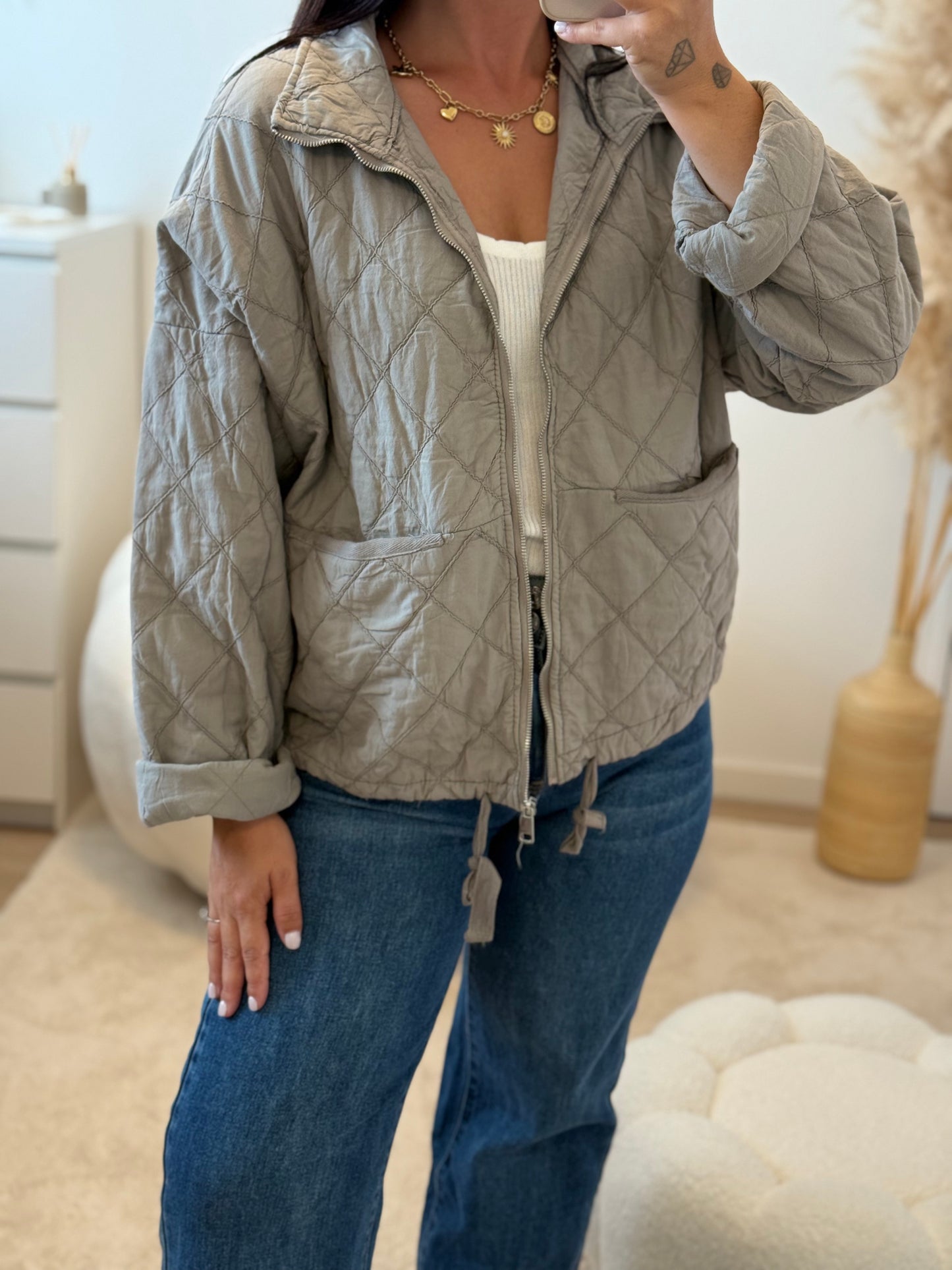 Veste matelassée taupe
