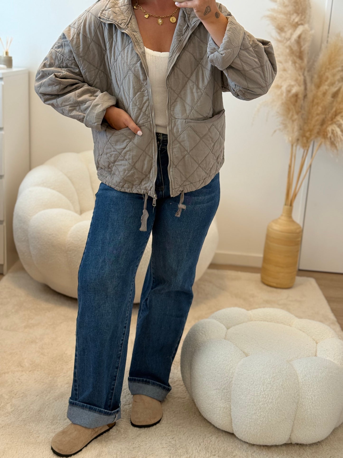 Veste matelassée taupe
