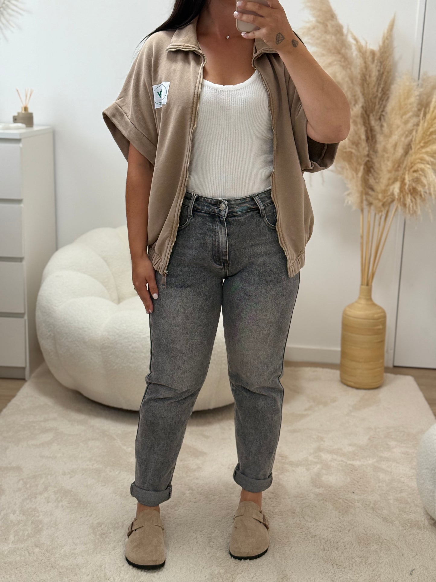 Veste manche courte beige