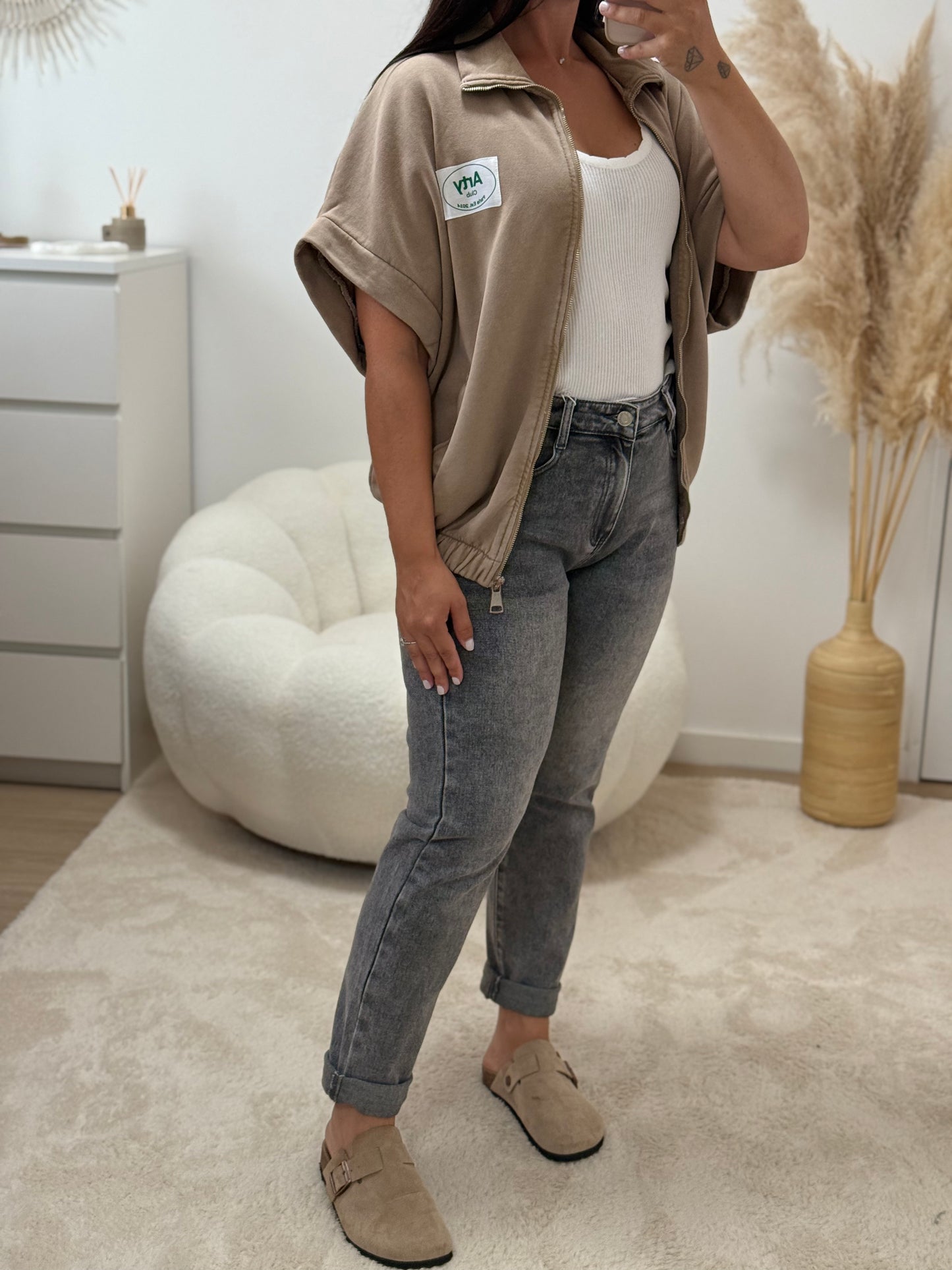 Veste manche courte beige