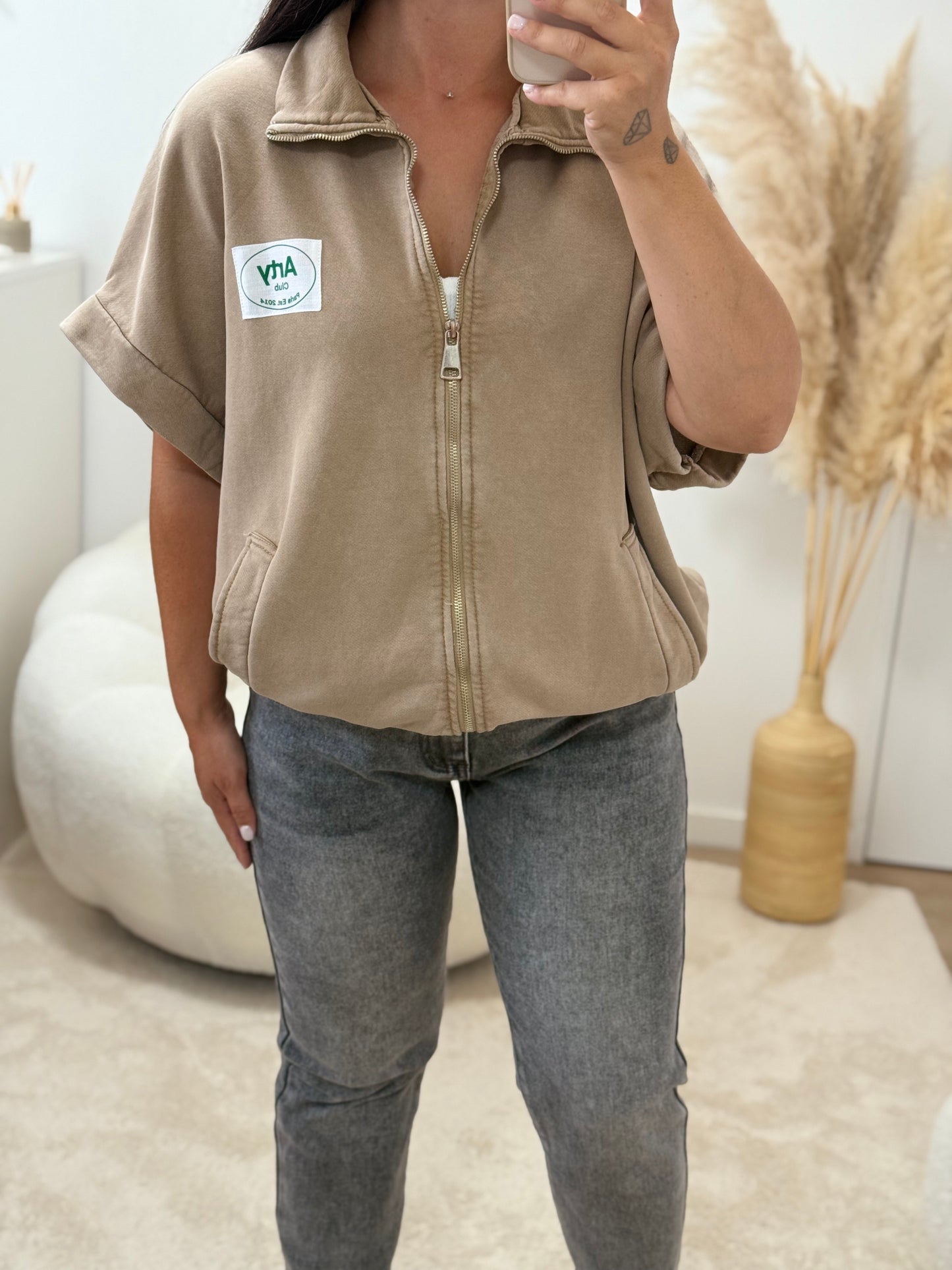 Veste manche courte beige
