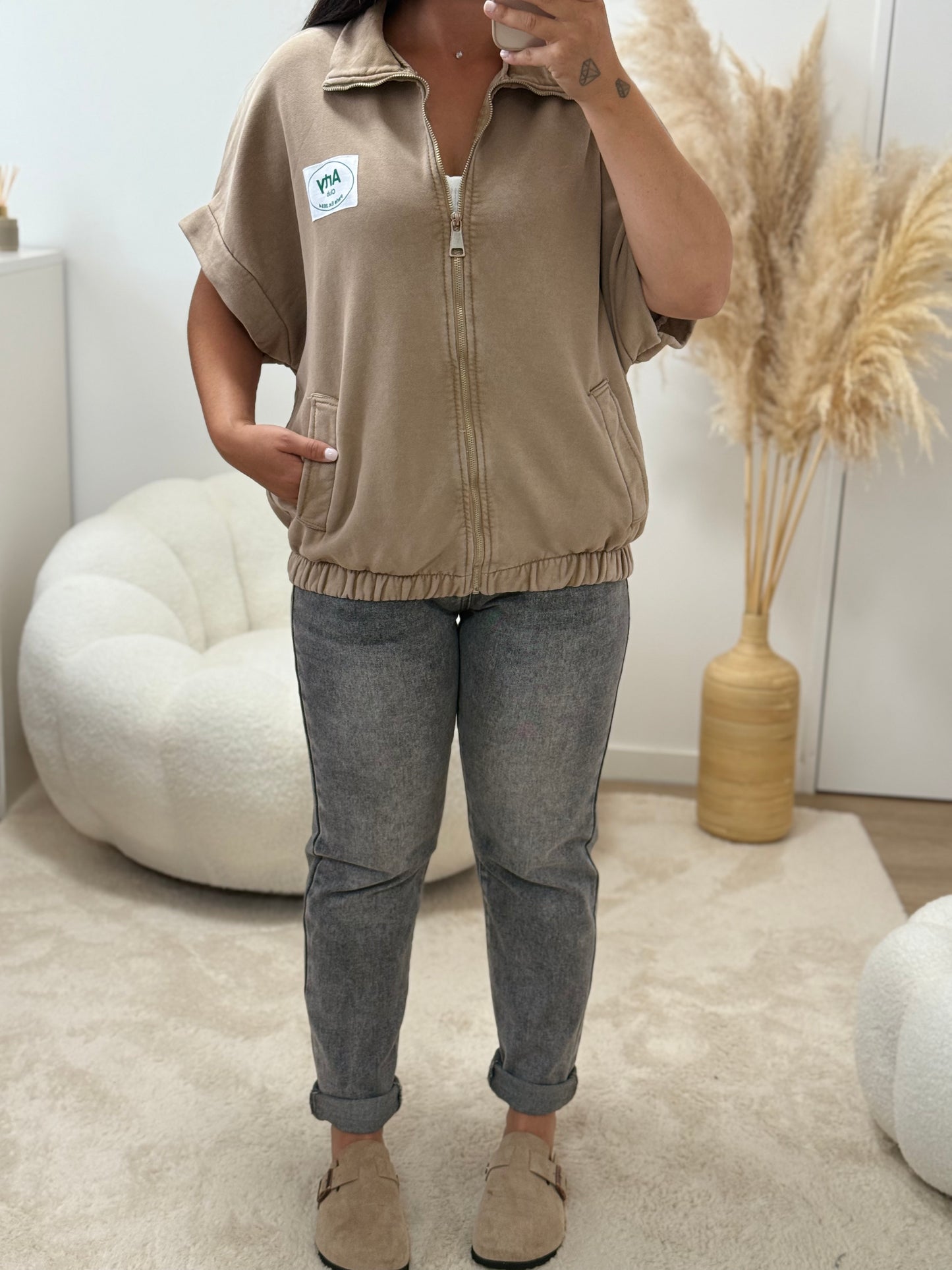 Veste manche courte beige