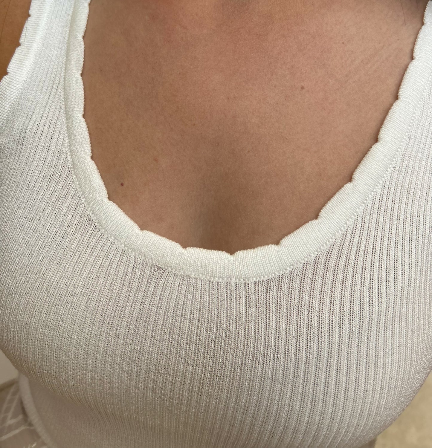 Débardeur blanc côtelé