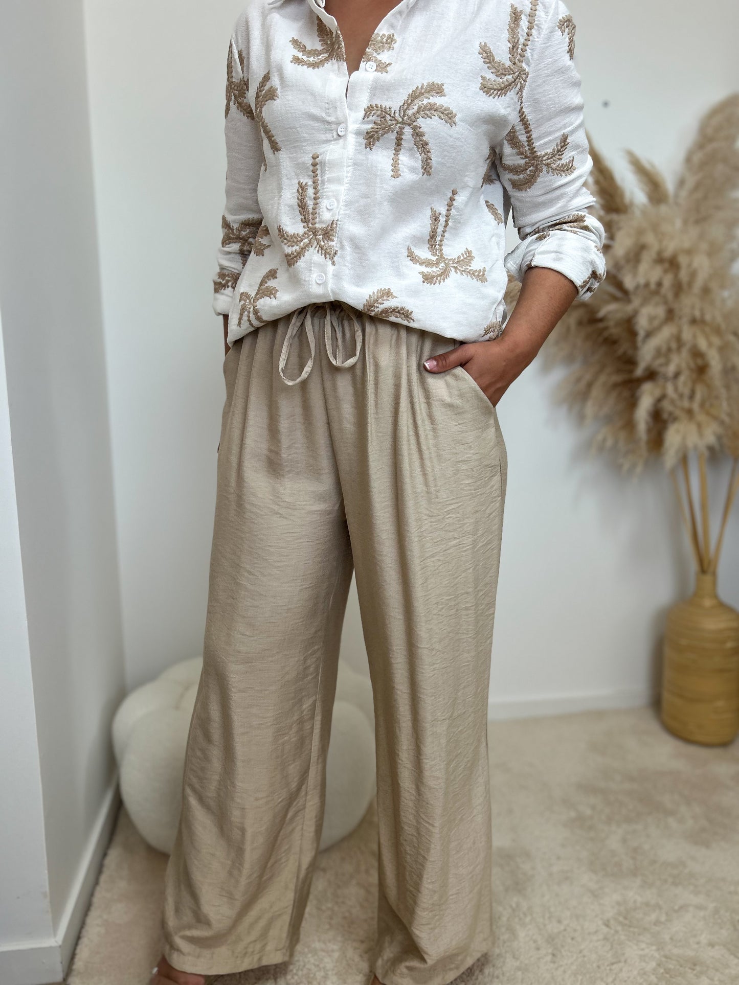 Pantalon fluide beige