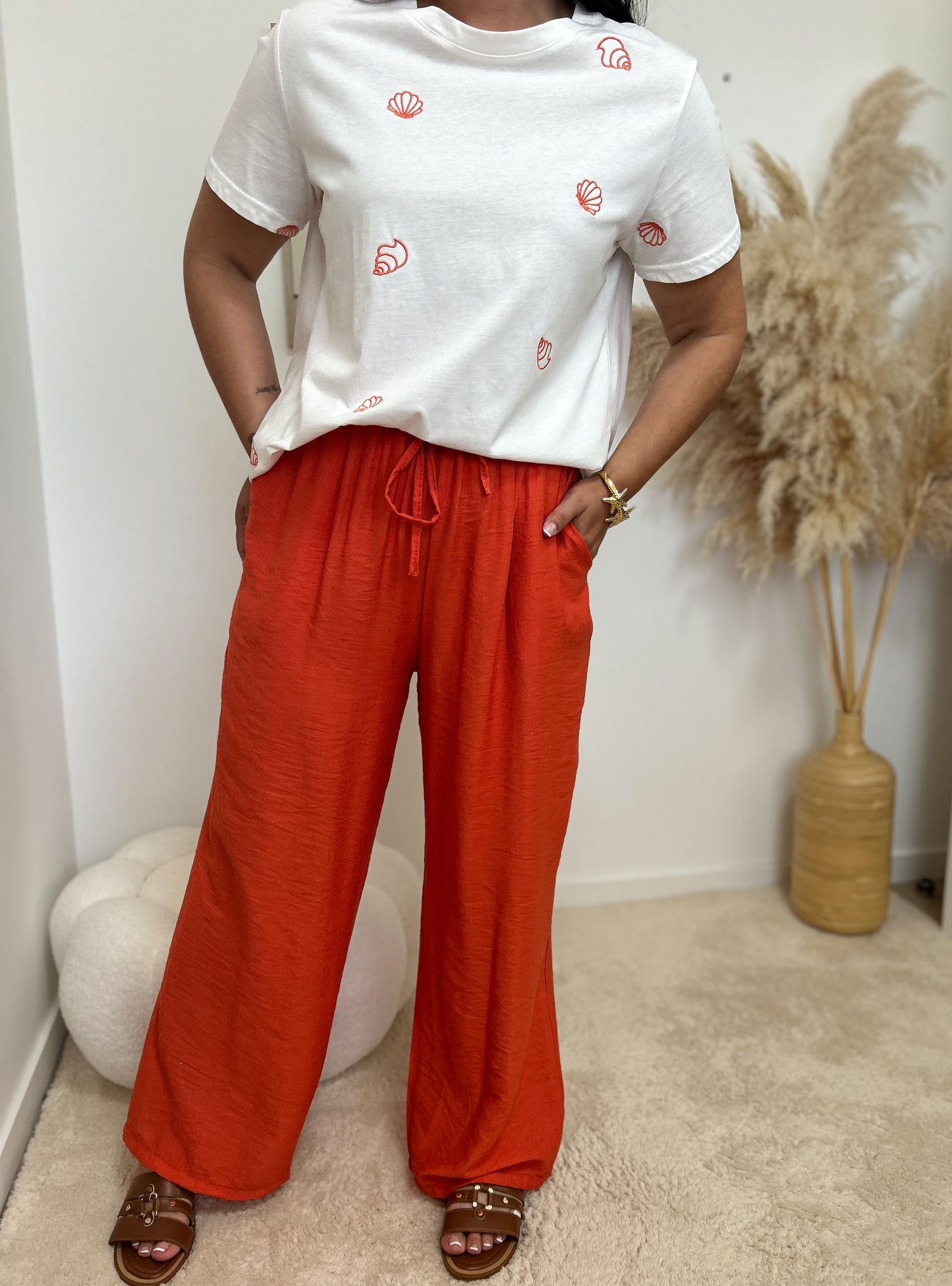 Pantalon fluide orange