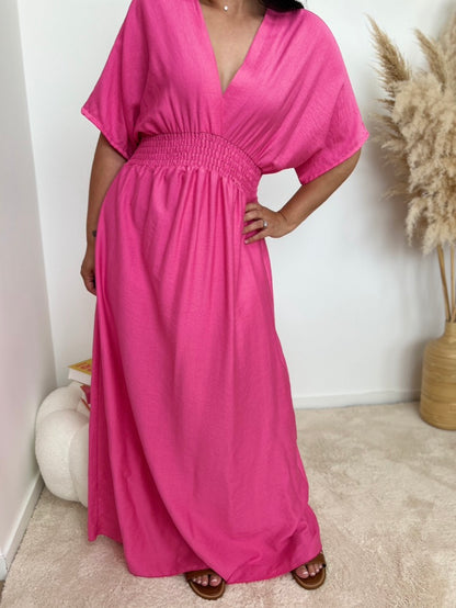 Robe longue rose
