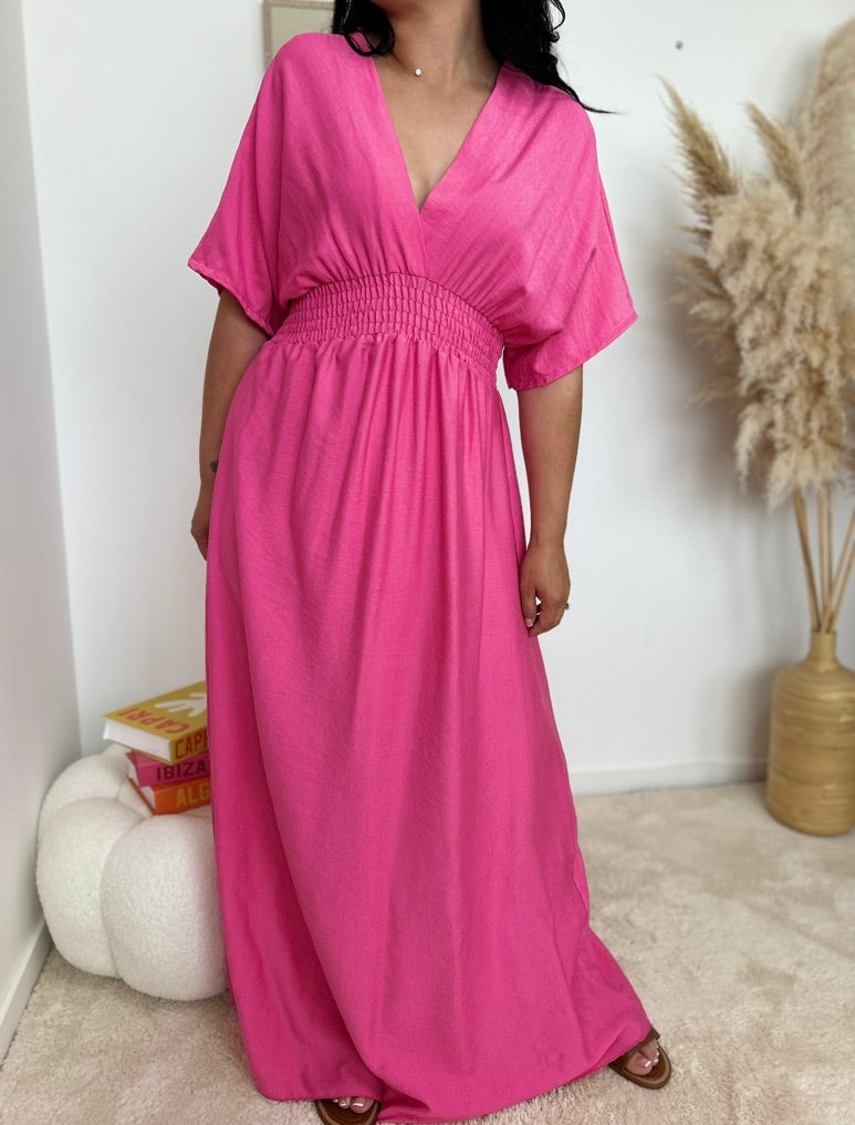 Robe longue rose