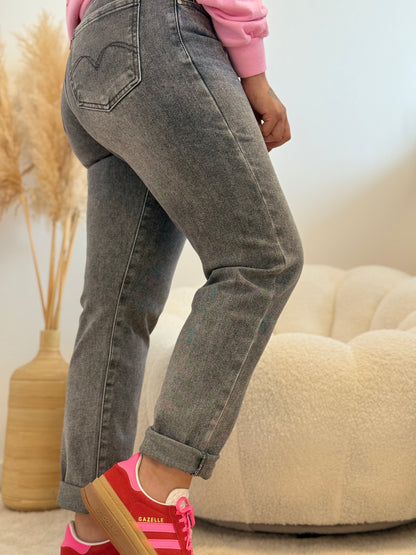 Jean mom gris