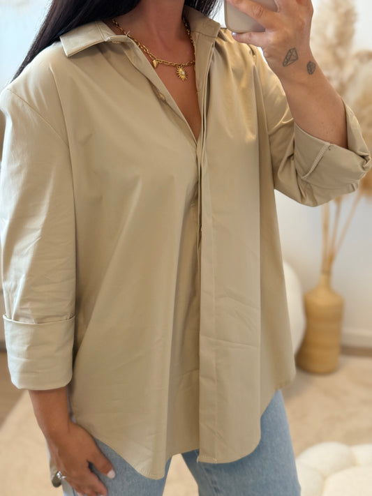 Chemise beige uni