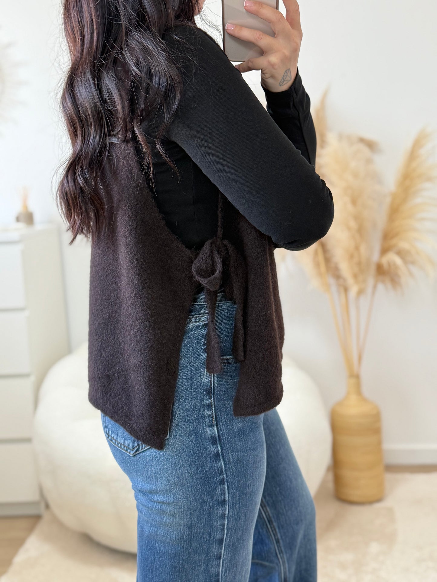 Pull sans manche choco