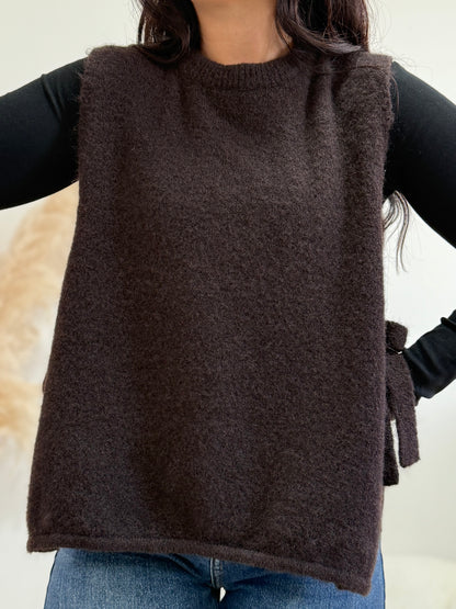 Pull sans manche choco