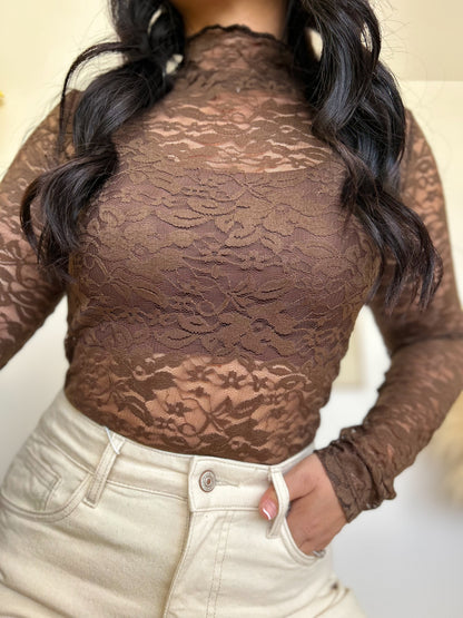 Top dentelle choco