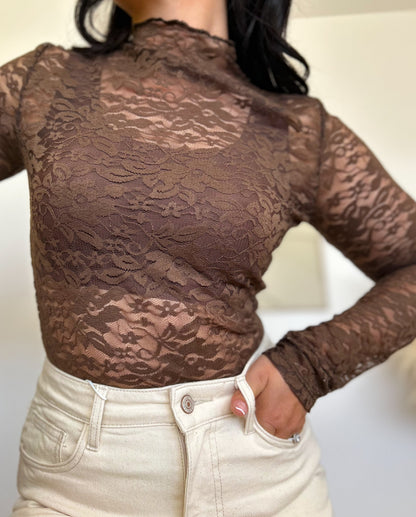 Top dentelle choco