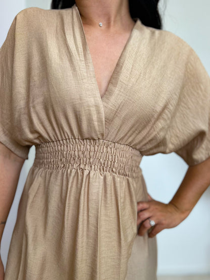Robe longue beige