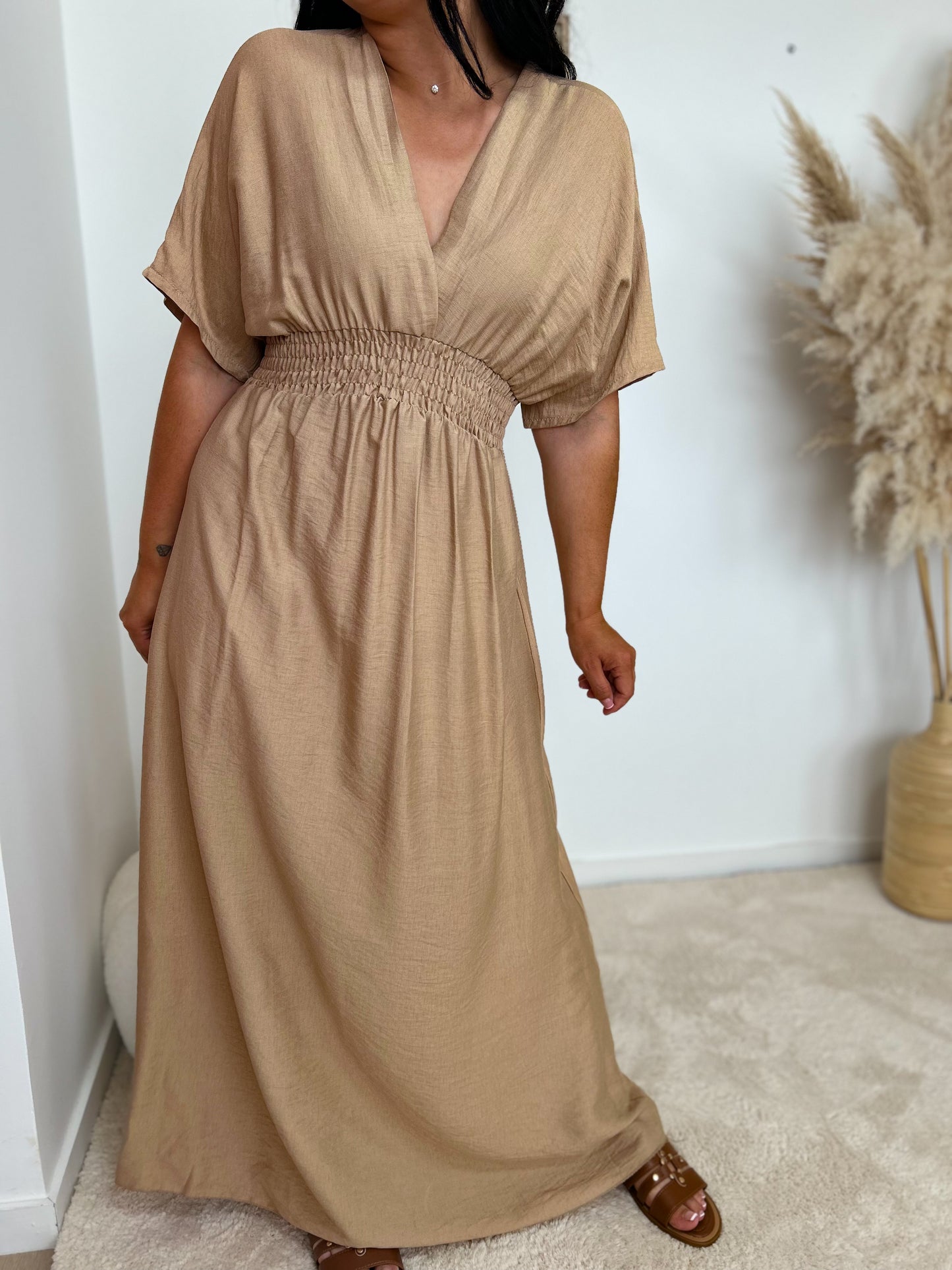 Robe longue beige