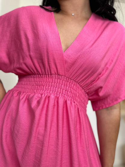 Robe longue rose