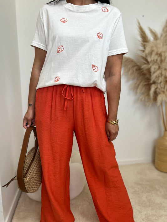 Pantalon fluide orange